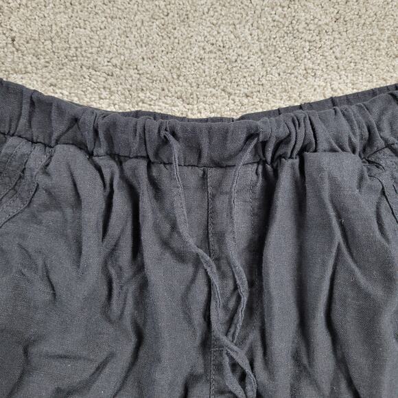 Briggs Womens Shorts Large Black Linen Blend Drawstring Elastic Waist Pull On - Picture 11 of 12